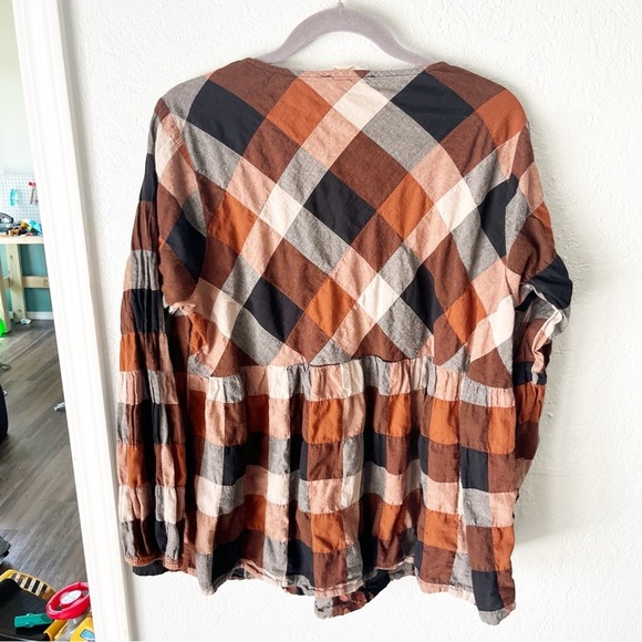 Savanna Jane Top Women's 2X Steal Away Home Embroidered Plaid Bohemian - Picture 2 of 9